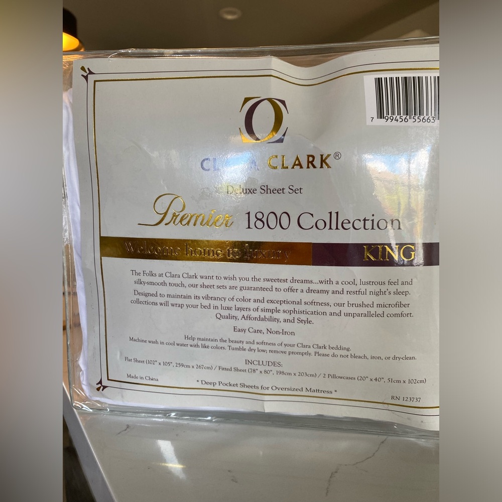 Clara Clark Premier 1800 Collection King Sheet Set - White NIB